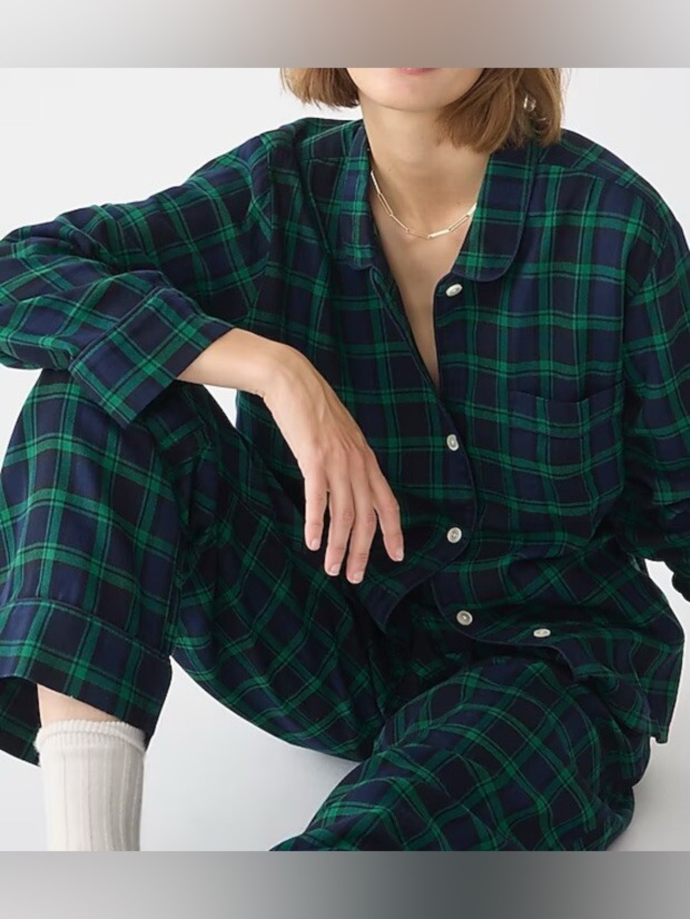 J.Crew 100% Cotton Flannel Pajama Set Black Watch Tartan Plaid | 3X | EUC